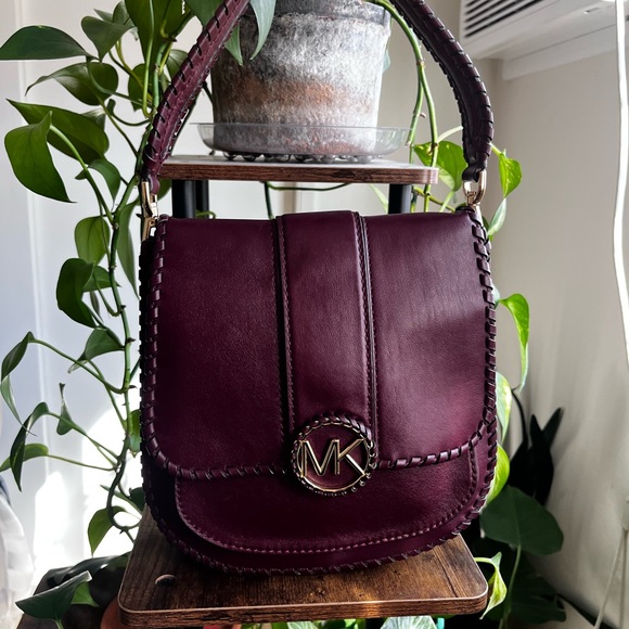 Michael Kors Rich Burgundy Leather Shoulder Bag - Picture 1 of 13